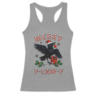 Merry F Caw F Raven Lover Racerback Tank Top Funny Holidays Gift TS12 Sport Gray Print Your Wear