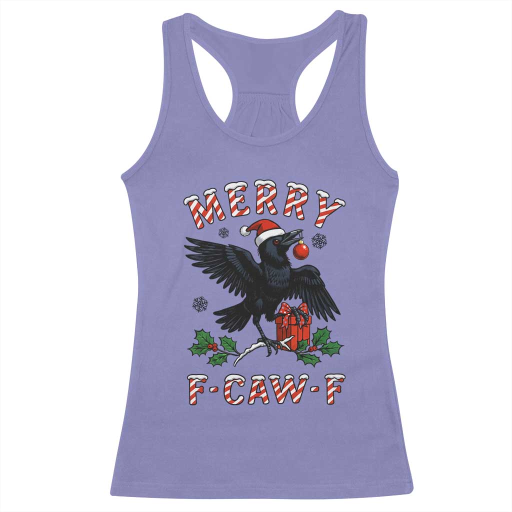 Merry F Caw F Raven Lover Racerback Tank Top Funny Holidays Gift TS12 Violet Print Your Wear