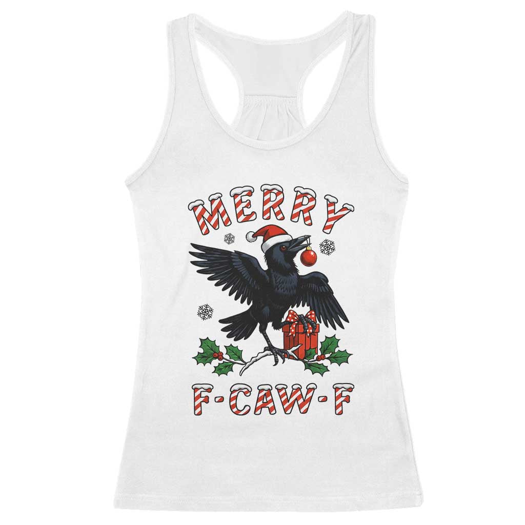 Merry F Caw F Raven Lover Racerback Tank Top Funny Holidays Gift TS12 White Print Your Wear