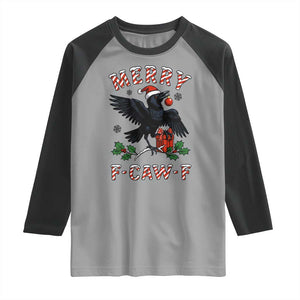 Merry F Caw F Raven Lover Raglan Shirt Funny Holidays Gift TS12 Sport Gray Black Print Your Wear