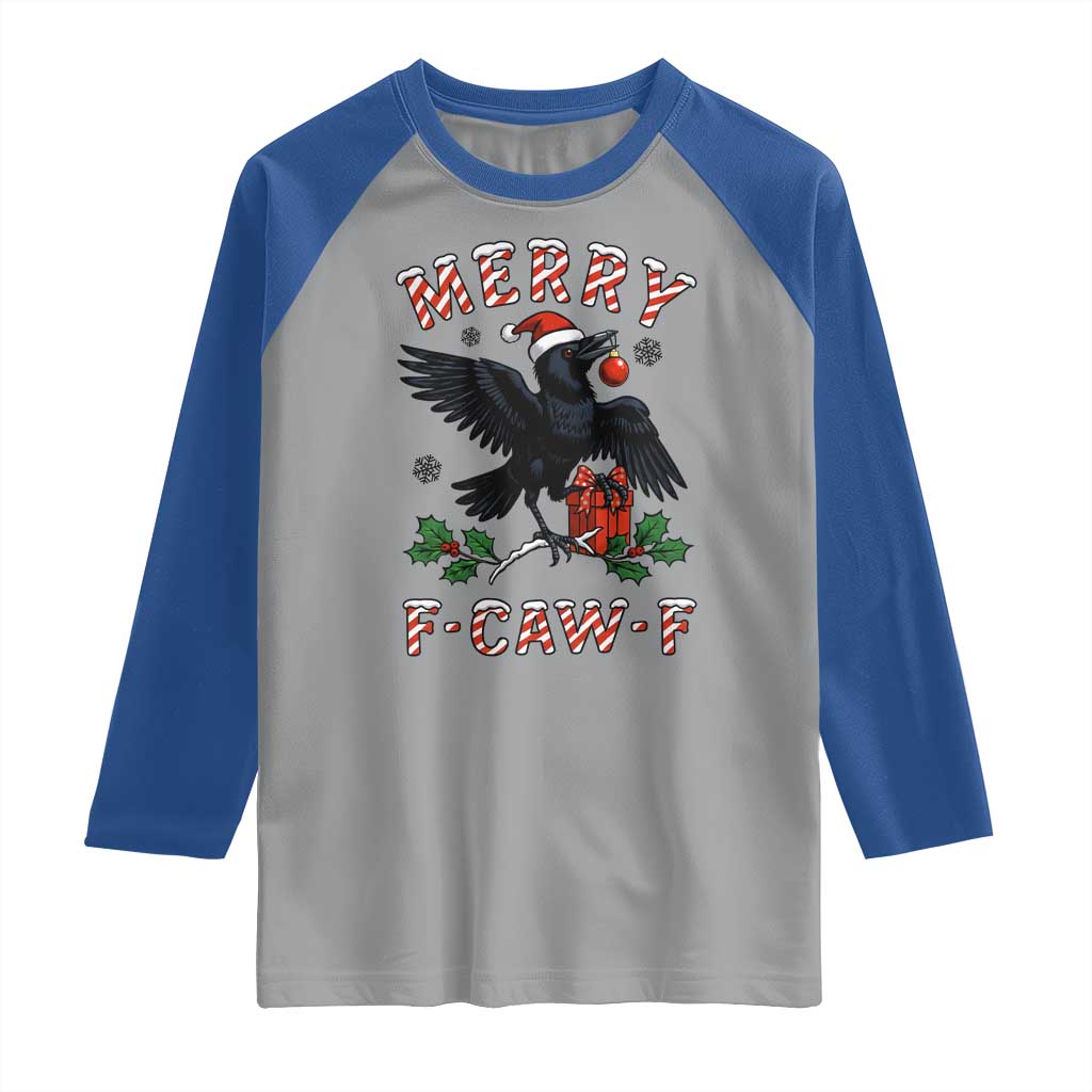 Merry F Caw F Raven Lover Raglan Shirt Funny Holidays Gift TS12 Sport Gray Royal Print Your Wear