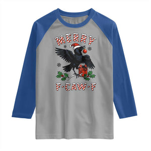 Merry F Caw F Raven Lover Raglan Shirt Funny Holidays Gift TS12 Sport Gray Royal Print Your Wear