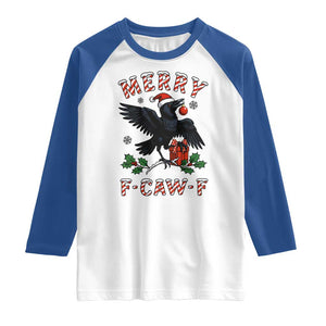 Merry F Caw F Raven Lover Raglan Shirt Funny Holidays Gift TS12 White Royal Print Your Wear