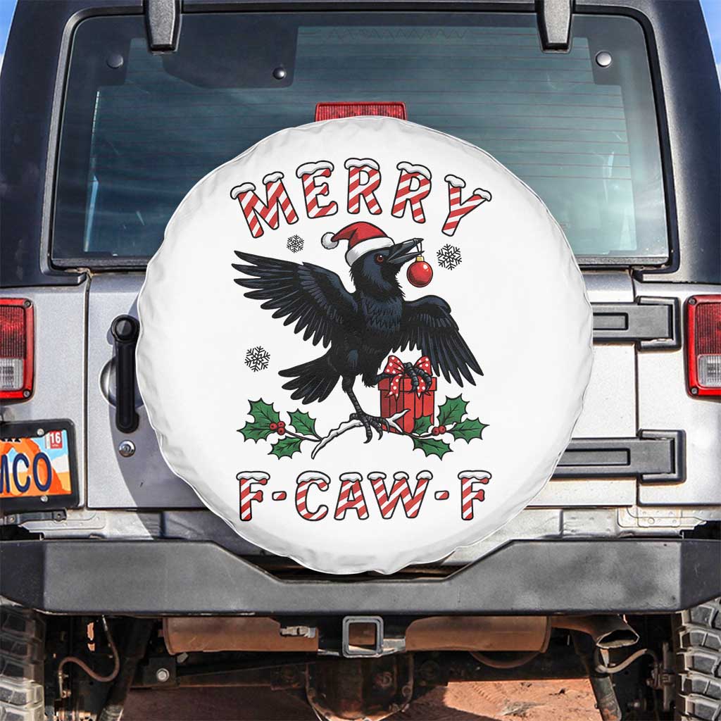 Merry F Caw F Raven Lover Spare Tire Cover Funny Holidays Gift TS12 No hole White Print Your Wear