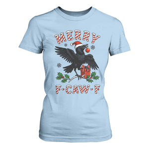 Merry F Caw F Raven Lover T Shirt For Women Funny Holidays Gift TS12 Light Blue Print Your Wear