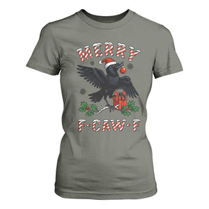 Merry F Caw F Raven Lover T Shirt For Women Funny Holidays Gift TS12 Military Green Print Your Wear