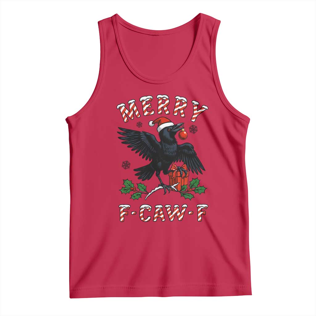Merry F Caw F Raven Lover Tank Top Funny Holidays Gift TS12 Red Print Your Wear