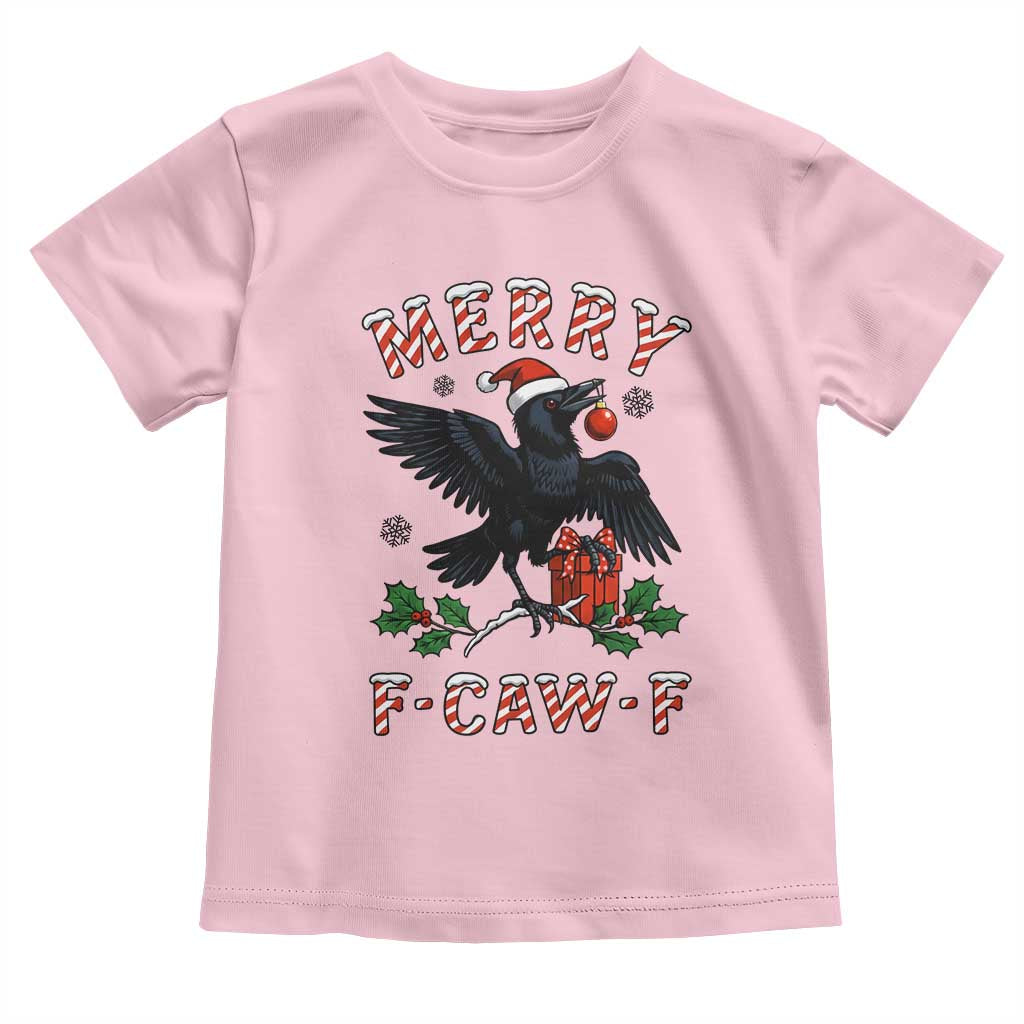 Merry F Caw F Raven Lover Toddler T Shirt Funny Holidays Gift TS12 Light Pink Print Your Wear