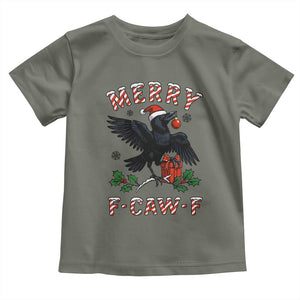 Merry F Caw F Raven Lover Toddler T Shirt Funny Holidays Gift TS12 Military Green Print Your Wear
