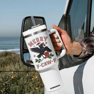 Merry F Caw F Raven Lover Tumbler With Handle Funny Holidays Gift TS12 Print Your Wear