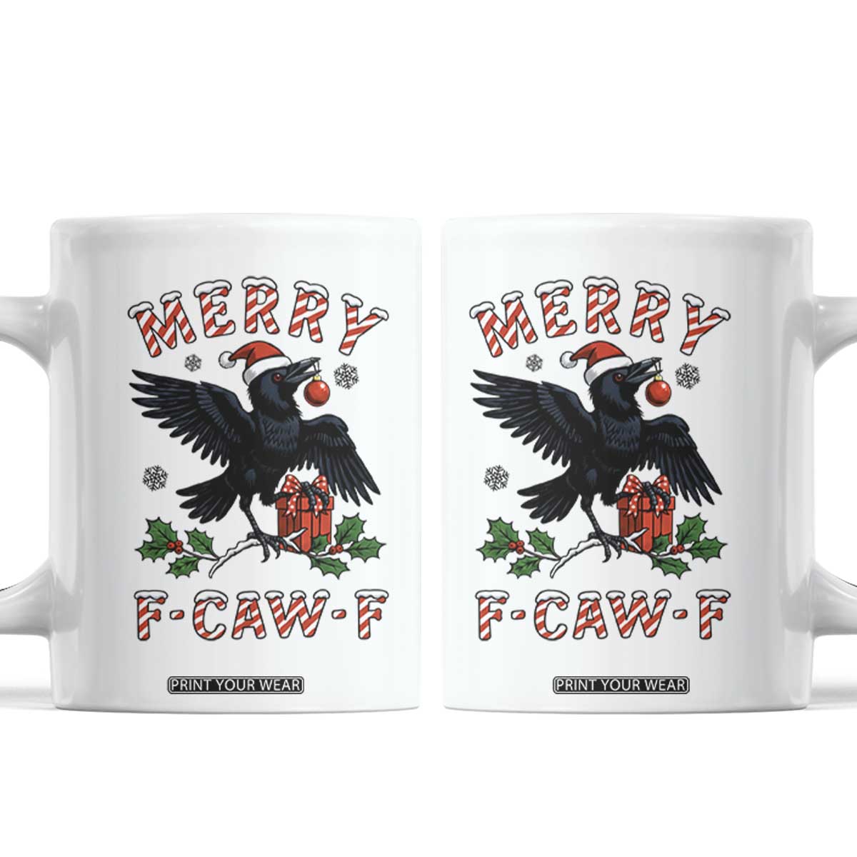Merry F Caw F Raven Lover Coffee Mug Funny Holidays Gift TS12 White Print Your Wear