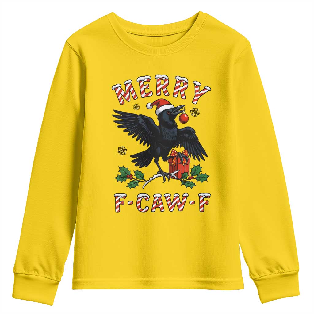Merry F Caw F Raven Lover Youth Sweatshirt Funny Holidays Gift TS12 Daisy Print Your Wear