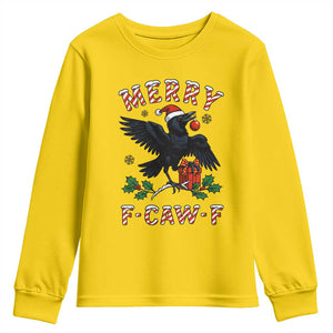 Merry F Caw F Raven Lover Youth Sweatshirt Funny Holidays Gift TS12 Daisy Print Your Wear
