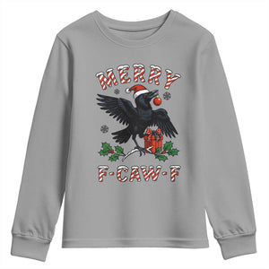 Merry F Caw F Raven Lover Youth Sweatshirt Funny Holidays Gift TS12 Sport Gray Print Your Wear