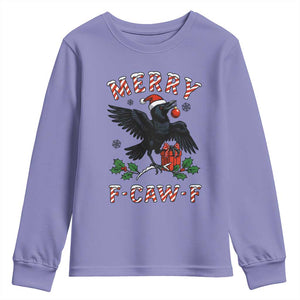 Merry F Caw F Raven Lover Youth Sweatshirt Funny Holidays Gift TS12 Violet Print Your Wear