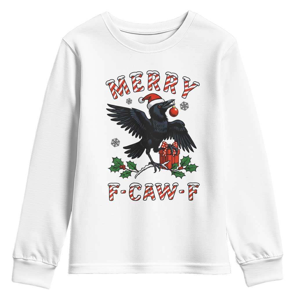 Merry F Caw F Raven Lover Youth Sweatshirt Funny Holidays Gift TS12 White Print Your Wear