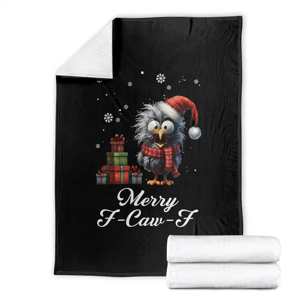 Merry F Caw F Raven Lover Throw Blanket Funny Christmas Gift - Print Your Wear