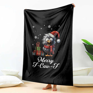 Merry F Caw F Raven Lover Throw Blanket Funny Christmas Gift - Print Your Wear
