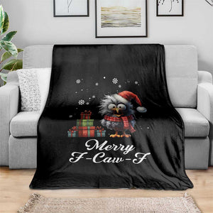 Merry F Caw F Raven Lover Throw Blanket Funny Christmas Gift - Print Your Wear