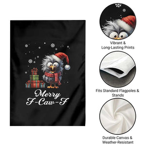 Merry F Caw F Raven Lover Garden Flag Funny Christmas Gift - Print Your Wear