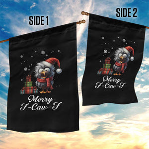 Merry F Caw F Raven Lover Garden Flag Funny Christmas Gift - Print Your Wear