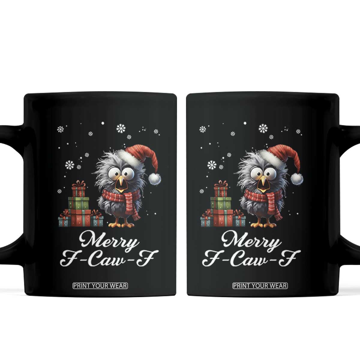 Merry F Caw F Raven Lover Coffee Mug Funny Christmas Gift - Print Your Wear