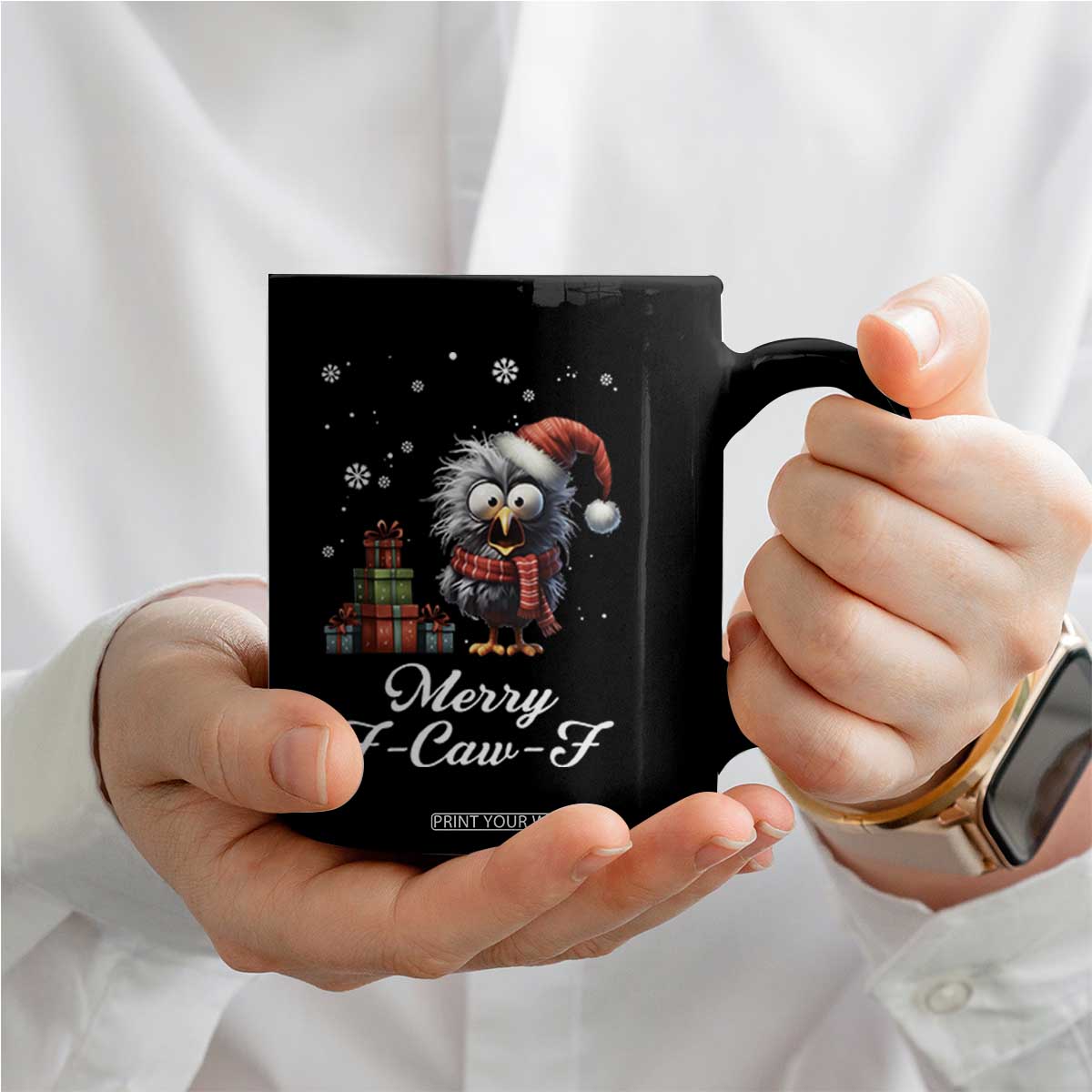 Merry F Caw F Raven Lover Coffee Mug Funny Christmas Gift TS12 Print Your Wear