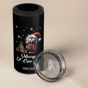 Merry F Caw F Raven Lover 4 in 1 Can Cooler Tumbler Funny Christmas Gift - Print Your Wear