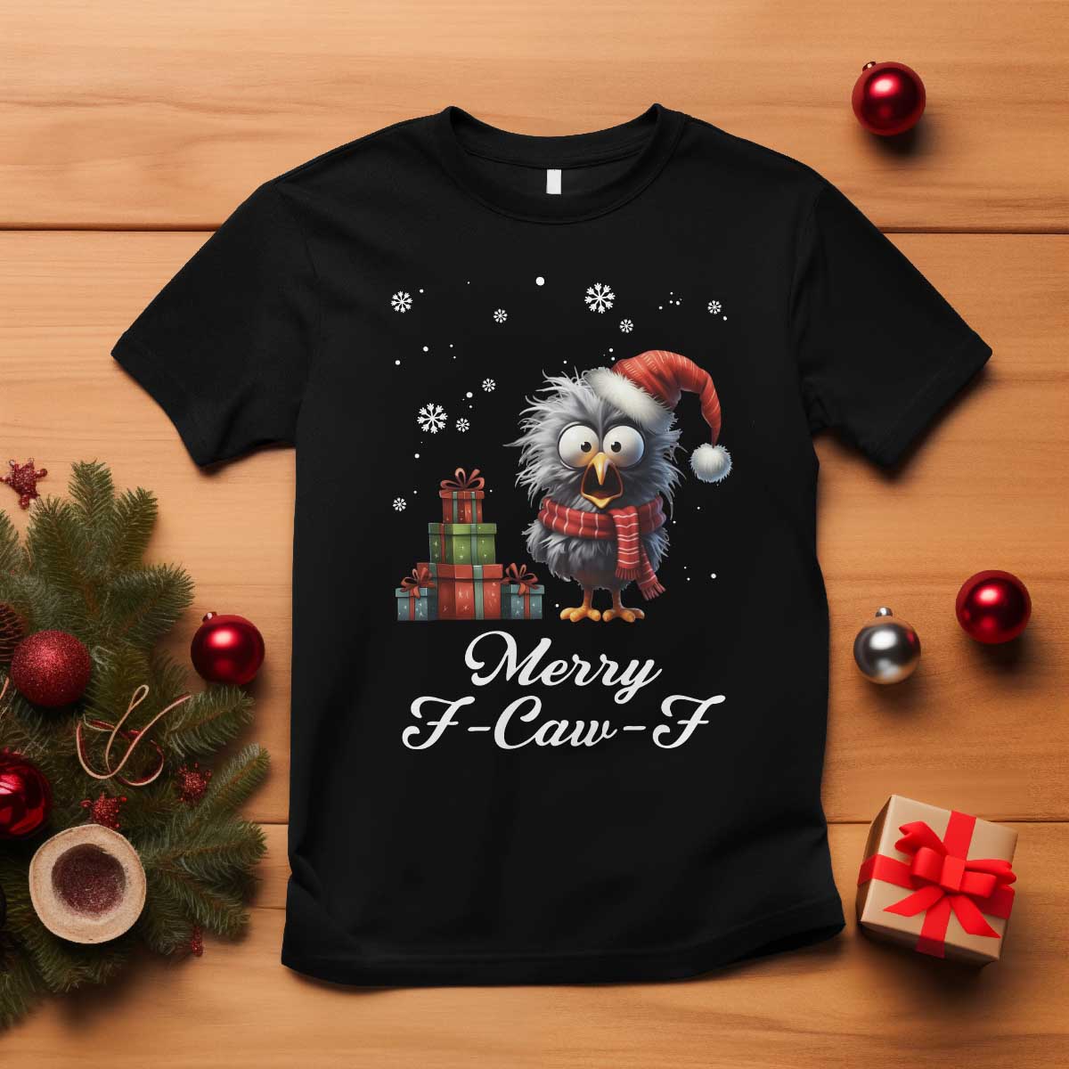 Merry F Caw F Raven Lover T Shirt Funny Christmas Gift - Print Your Wear