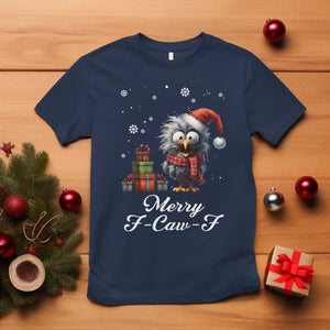 Merry F Caw F Raven Lover T Shirt Funny Christmas Gift TS12 Navy Print Your Wear
