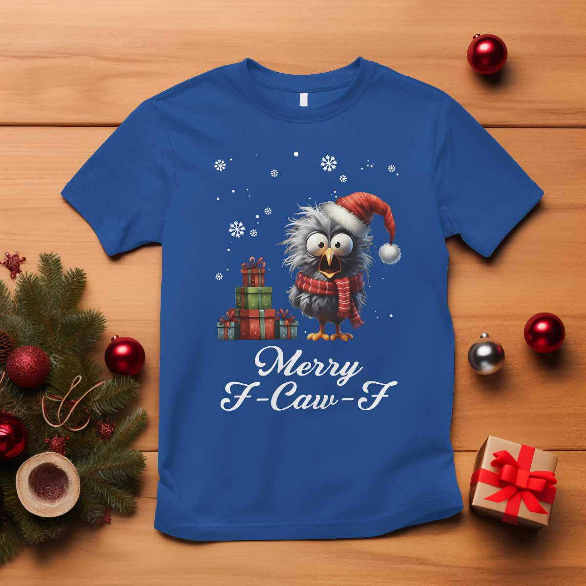Merry F Caw F Raven Lover T Shirt Funny Christmas Gift TS12 Royal Blue Print Your Wear