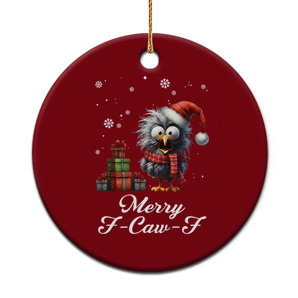 Merry F Caw F Raven Lover Ceramic Ornament Funny Xmas Gift - Print Your Wear