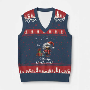 Merry F Caw F Raven Lover V-Neck Knit Sweater Vest Funny Xmas Gift TS12 Navy Red Print Your Wear