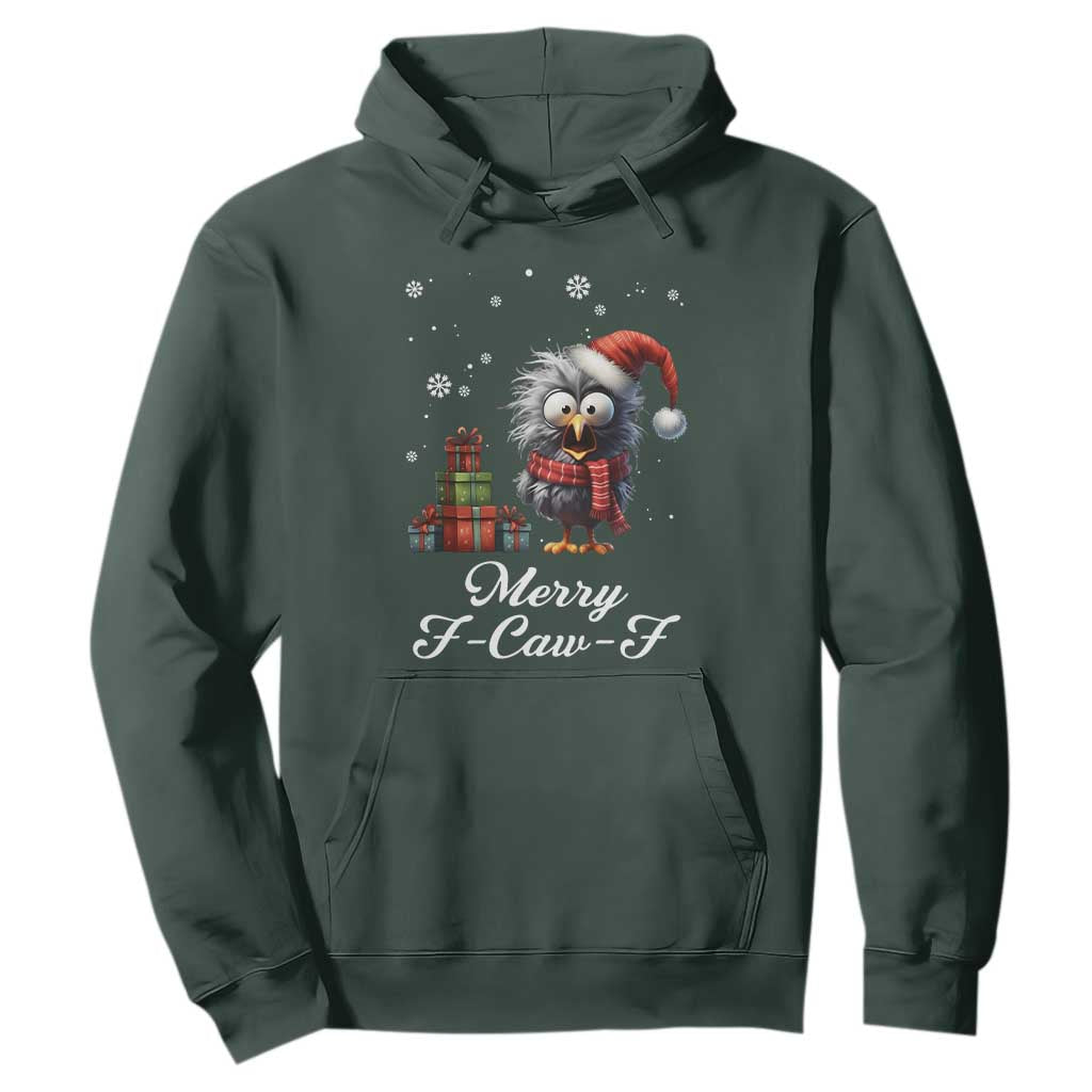 Merry F Caw F Raven Lover Hoodie Funny Christmas Gift TS12 Dark Forest Green Print Your Wear