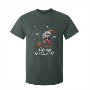 Merry F Caw F Raven Lover T Shirt For Kid Funny Christmas Gift TS12 Dark Forest Green Print Your Wear