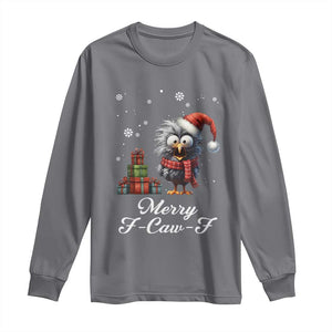 Merry F Caw F Raven Lover Long Sleeve Shirt Funny Christmas Gift TS12 Charcoal Print Your Wear