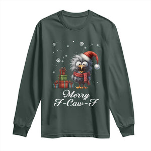 Merry F Caw F Raven Lover Long Sleeve Shirt Funny Christmas Gift TS12 Dark Forest Green Print Your Wear