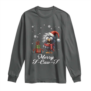 Merry F Caw F Raven Lover Long Sleeve Shirt Funny Christmas Gift TS12 Dark Heather Print Your Wear
