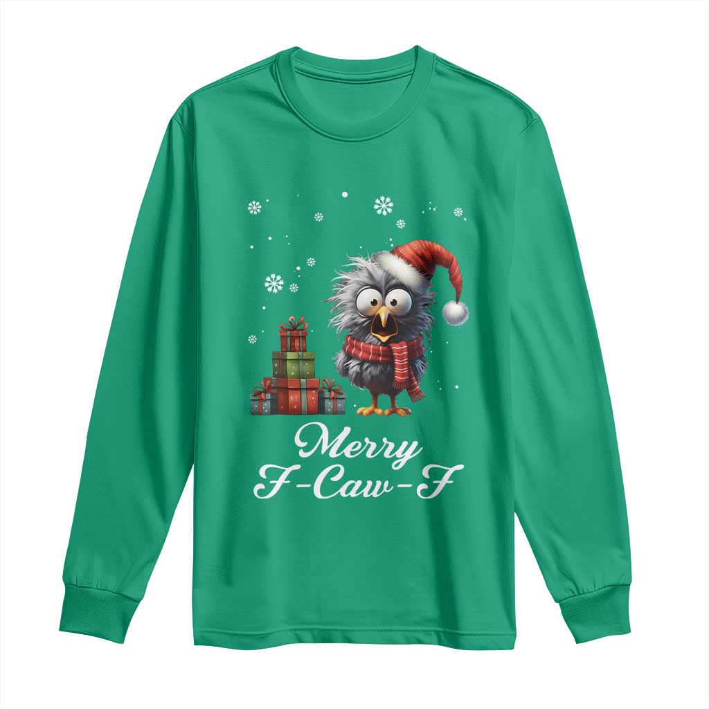 Merry F Caw F Raven Lover Long Sleeve Shirt Funny Christmas Gift TS12 Irish Green Print Your Wear