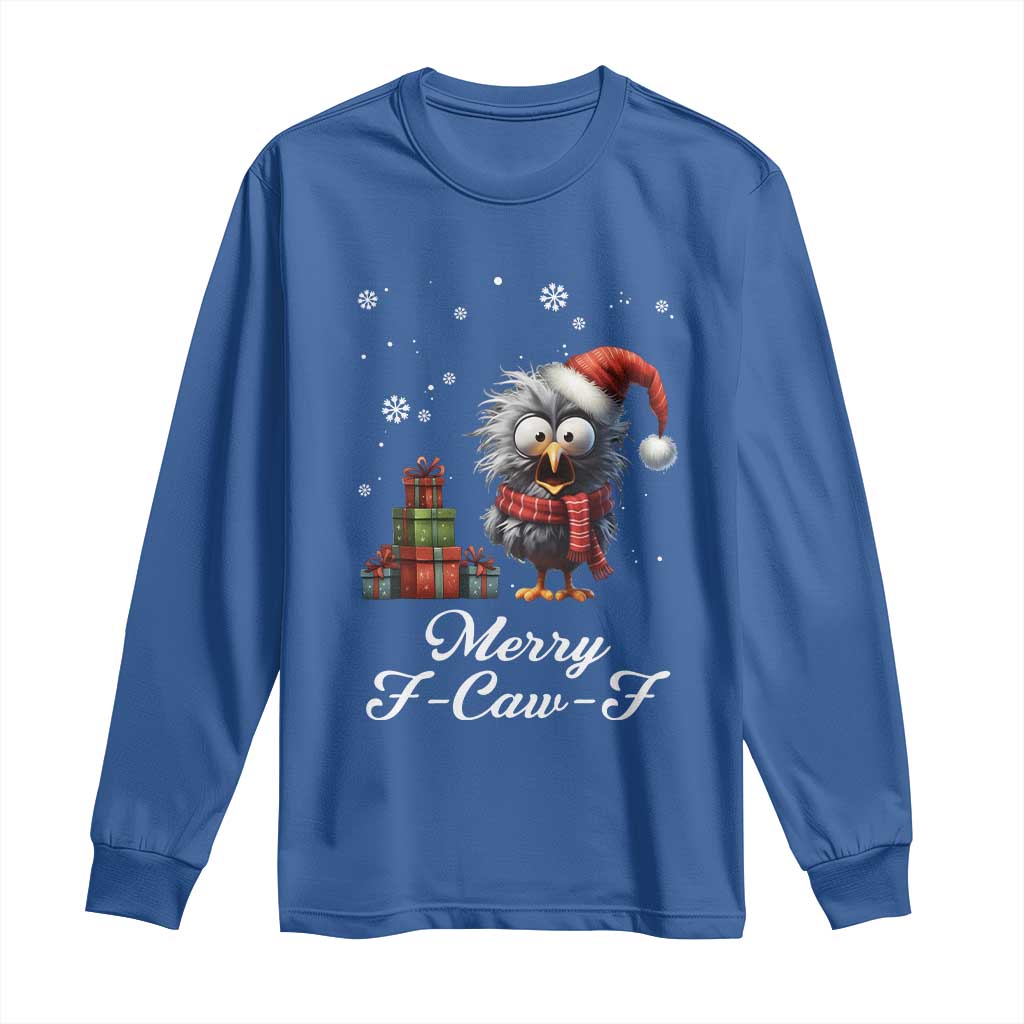 Merry F Caw F Raven Lover Long Sleeve Shirt Funny Christmas Gift TS12 Royal Blue Print Your Wear