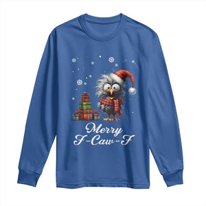 Merry F Caw F Raven Lover Long Sleeve Shirt Funny Christmas Gift TS12 Royal Blue Print Your Wear