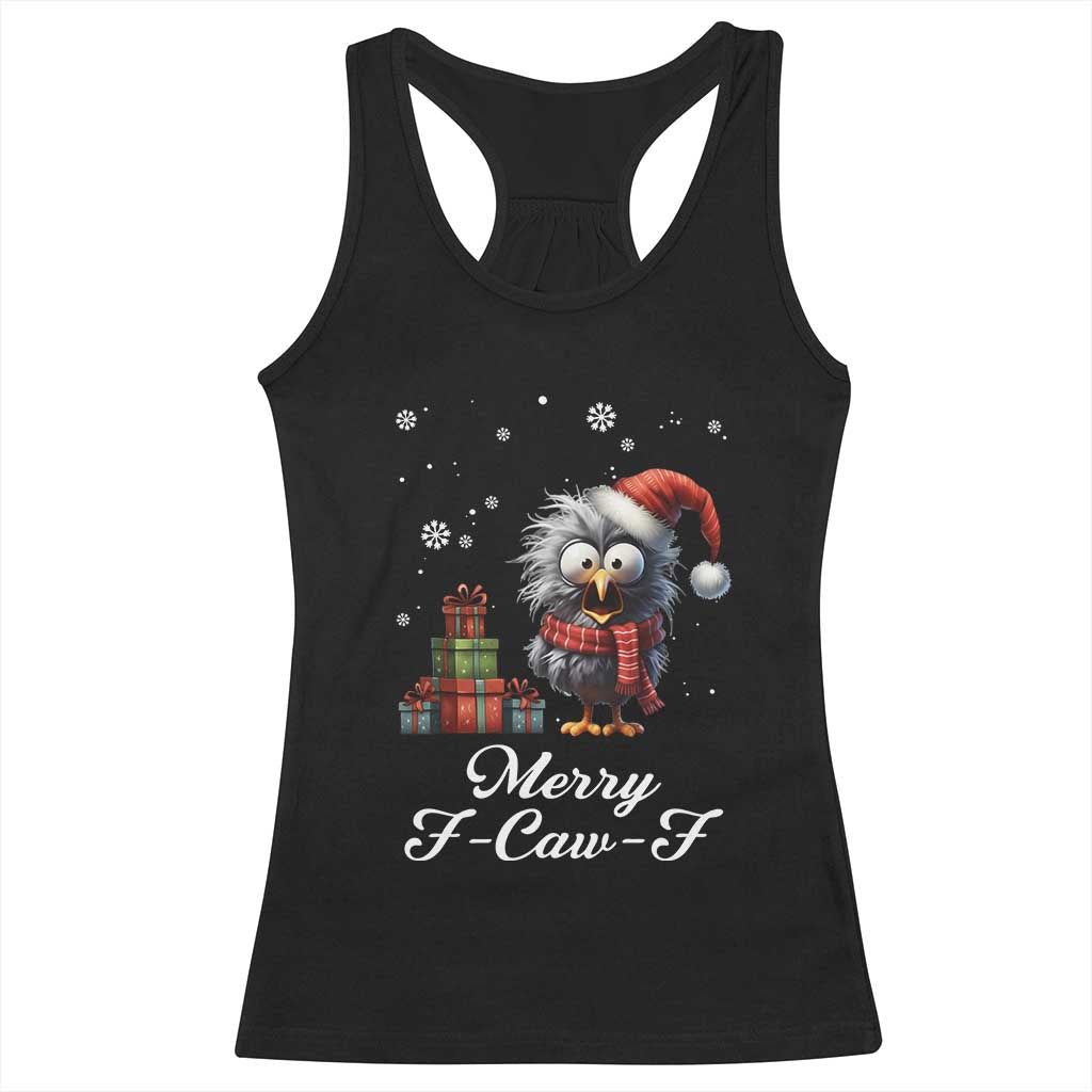 Merry F Caw F Raven Lover Racerback Tank Top Funny Christmas Gift TS12 Black Print Your Wear