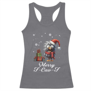 Merry F Caw F Raven Lover Racerback Tank Top Funny Christmas Gift TS12 Charcoal Print Your Wear