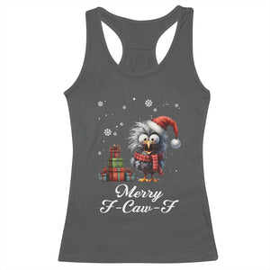 Merry F Caw F Raven Lover Racerback Tank Top Funny Christmas Gift TS12 Dark Heather Print Your Wear
