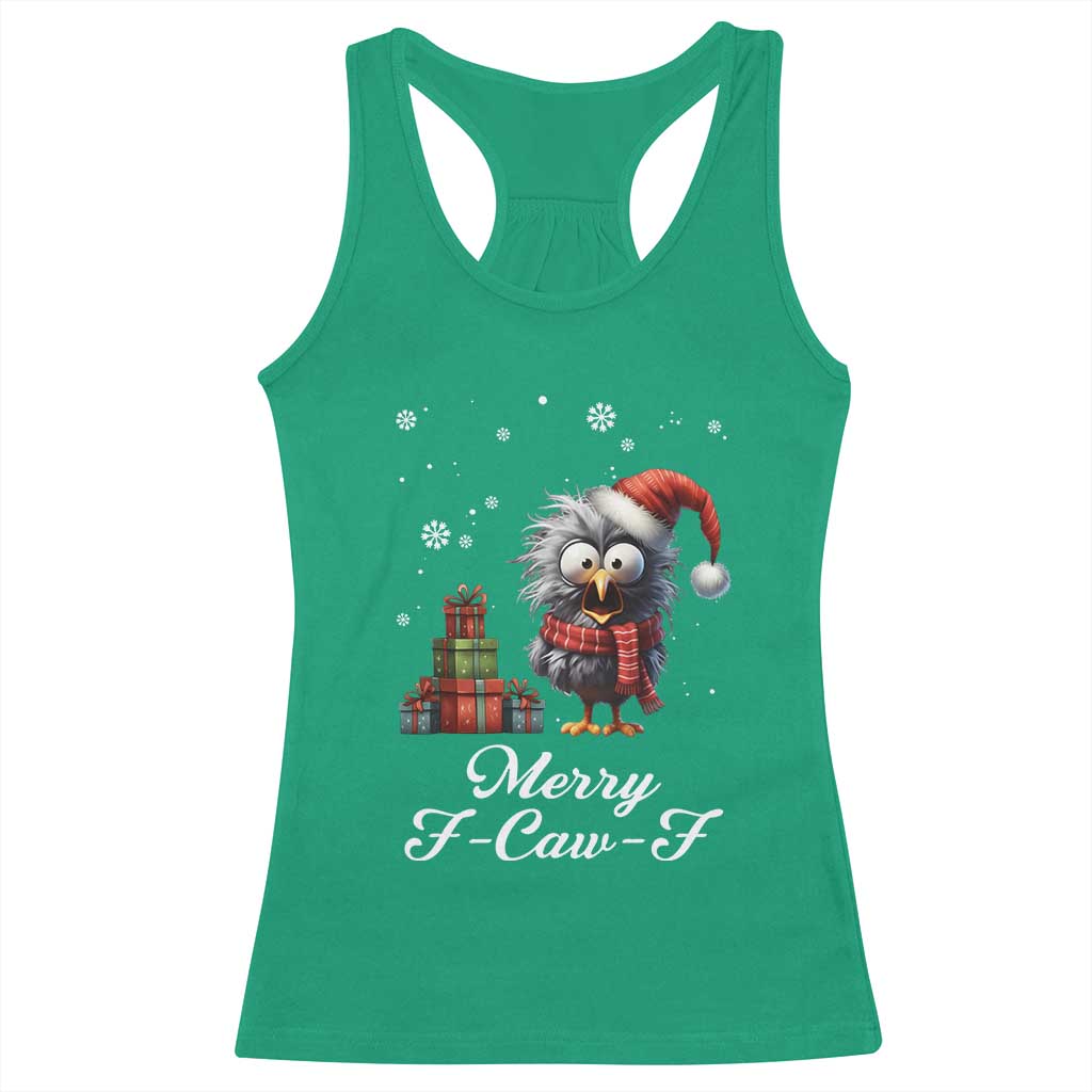 Merry F Caw F Raven Lover Racerback Tank Top Funny Christmas Gift TS12 Irish Green Print Your Wear