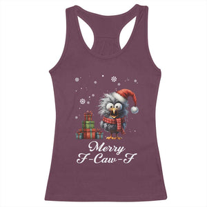 Merry F Caw F Raven Lover Racerback Tank Top Funny Christmas Gift TS12 Maroon Print Your Wear