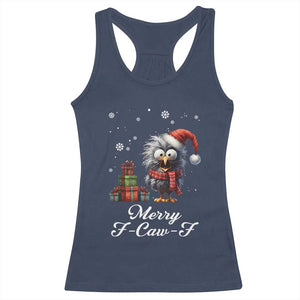 Merry F Caw F Raven Lover Racerback Tank Top Funny Christmas Gift TS12 Navy Print Your Wear