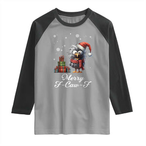 Merry F Caw F Raven Lover Raglan Shirt Funny Christmas Gift - Print Your Wear