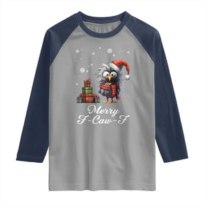 Merry F Caw F Raven Lover Raglan Shirt Funny Christmas Gift - Print Your Wear