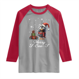 Merry F Caw F Raven Lover Raglan Shirt Funny Christmas Gift - Print Your Wear